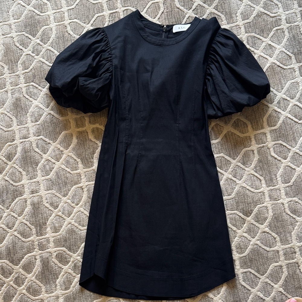 A.L.C. Black Puff-Sleeve Mini Dress